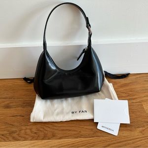 By Far Baby Amber Bag Black Semi Patent Leather